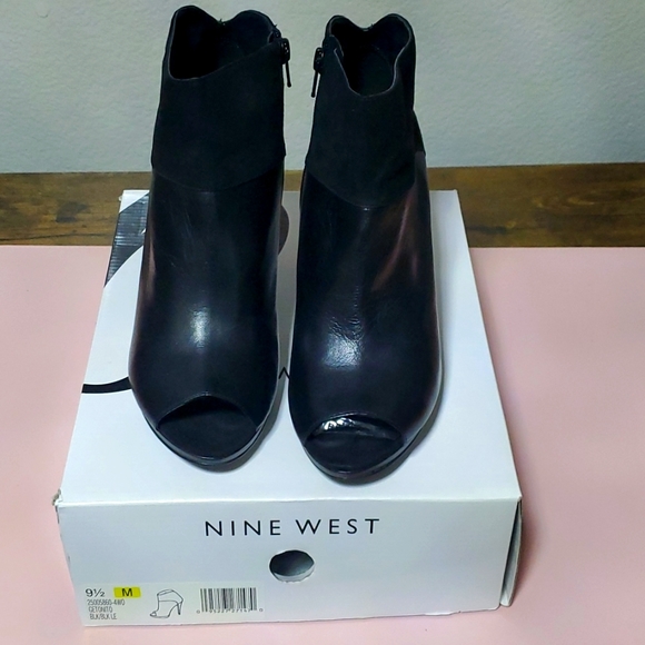Nine West Shoes - Nine West Women's Leather Peep Toe Ankle Boots, Size 9.5